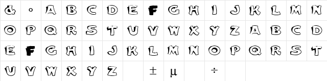 ELEANOR Regular  glyph index