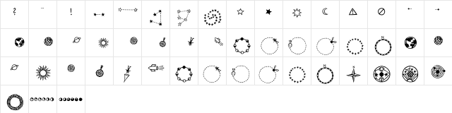 Elementary Space  glyph index