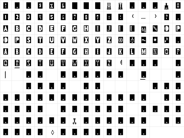 Boots 2 Regular  glyph index