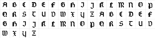 Wallau Zier Bold  glyph index