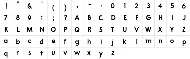 A Pompadour Bold Sample Regular  glyph index