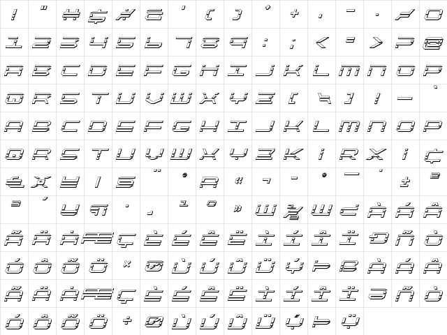 QuickQuick 3D Italic Italic  glyph index