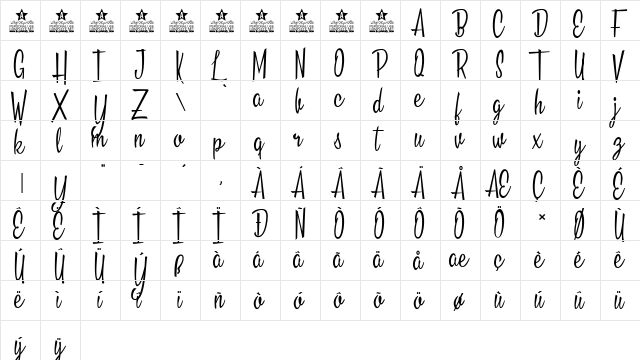 California Sun Personal Use Regular  glyph index