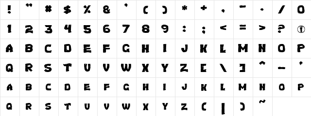 Slender Seat Regular  glyph index