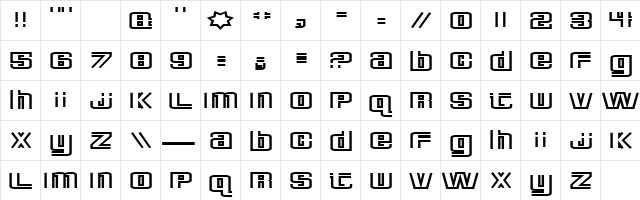 Deluxe Ducks Regular  glyph index