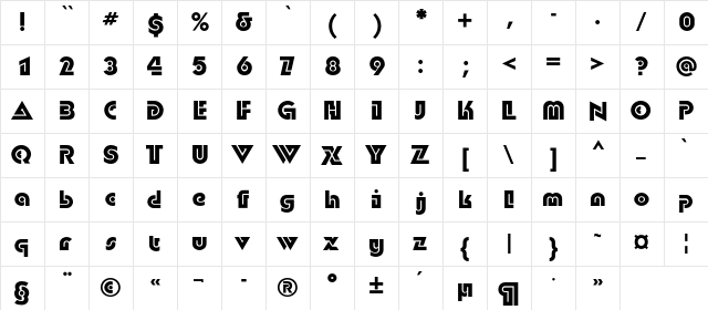DublonC Bold  glyph index
