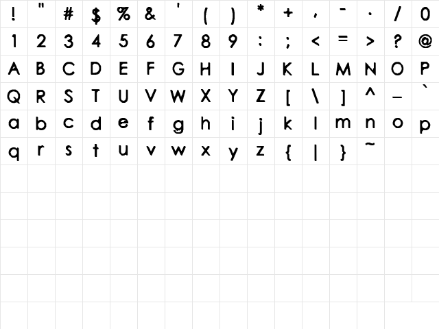 After Hours Regular  glyph index