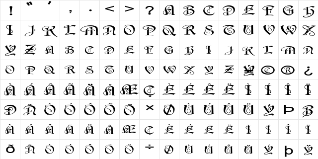 FZ SCRIPT 14 EX Normal  glyph index