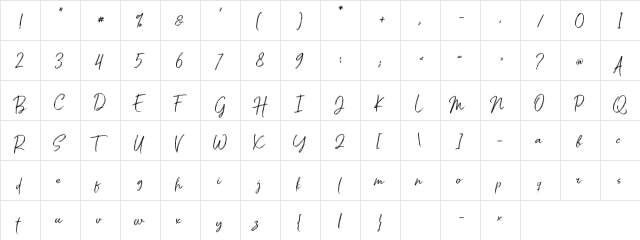 Salim_DEMO Regular  glyph index
