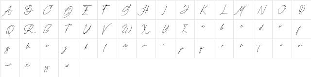 Marillia Vion Script Regular  glyph index