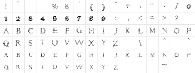 Parasite Regular  glyph index