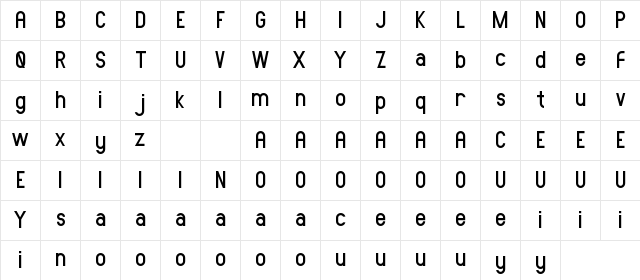 AMORICA SANS DEMO Regular  glyph index