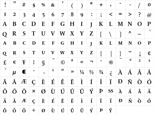 LeMonde Livre SC SemiBold  glyph index