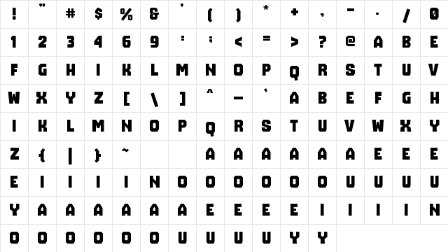 The Bomb Sound Regular  glyph index