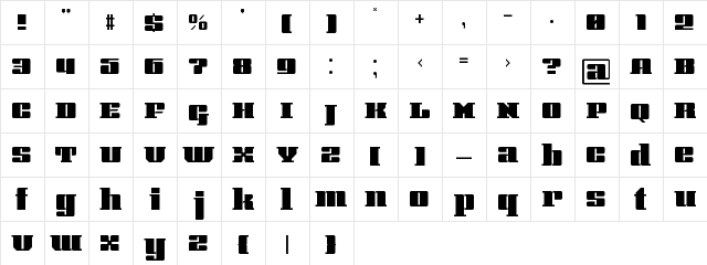 AGRAR Unicase Regular  glyph index