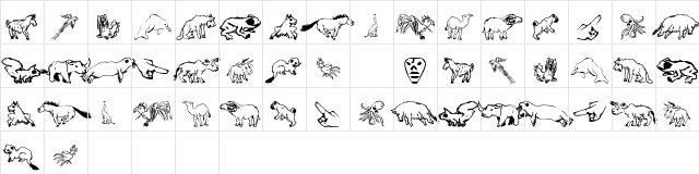 XMattsAnimalsOne Regular  glyph index