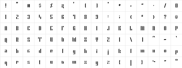 O'line Regular Regular  glyph index