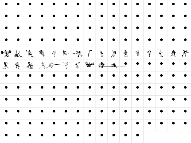 Sports Four MT Regular  glyph index