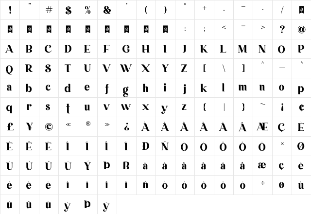 Embryotic Regular  glyph index