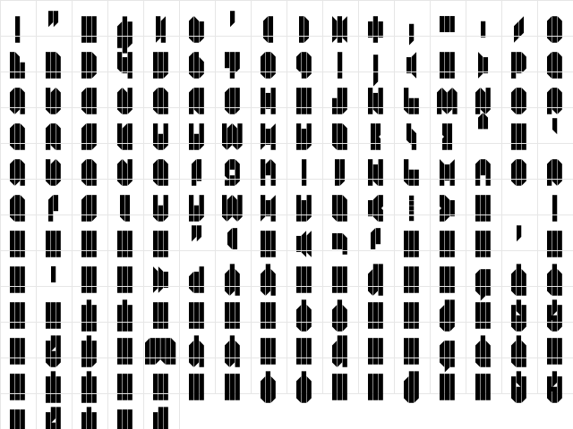 DS PlattenBau Regular  glyph index
