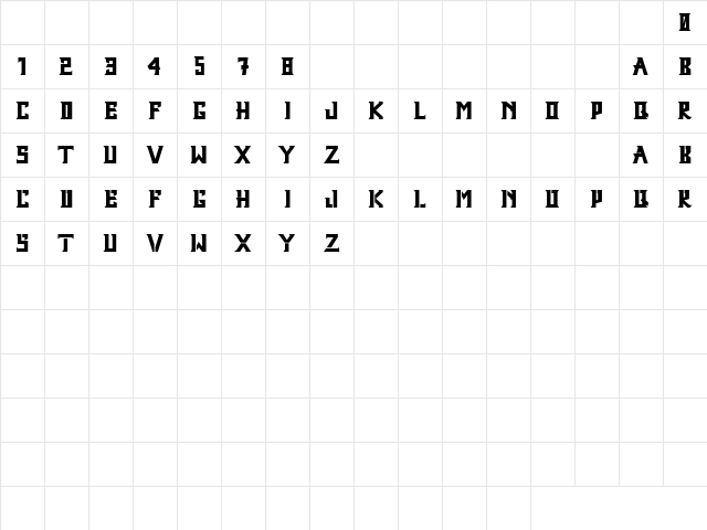 Kagatsun Regular  glyph index
