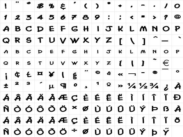 ChasmExtendedHeavy Normal  glyph index