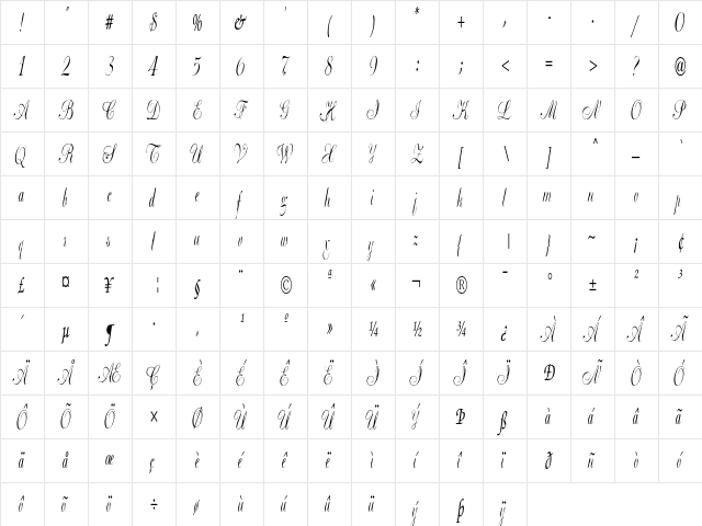 Basic Class A SupCon Regular  glyph index