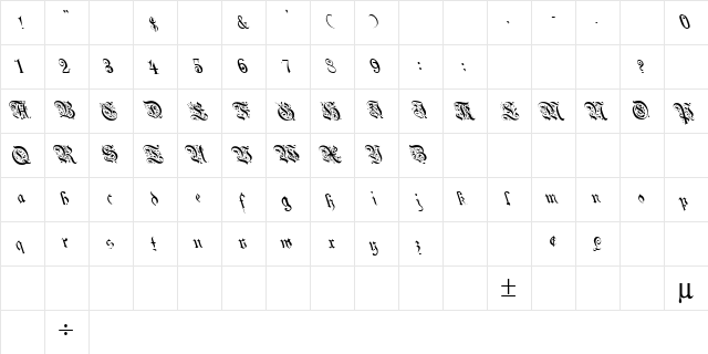 Shifter 1 Regular  glyph index