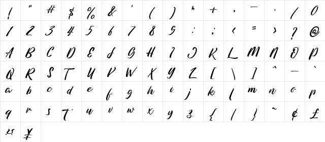 Azkasia Regular  glyph index