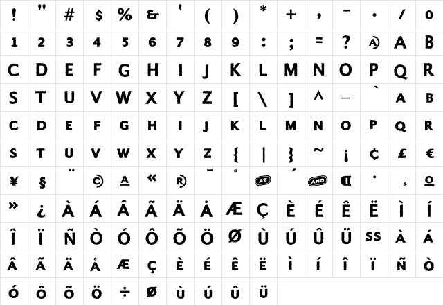 Alphabet4 OldBSC  glyph index