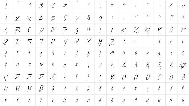 Still Time Gaunt Regular  glyph index