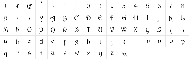 Bertinelli Regular  glyph index