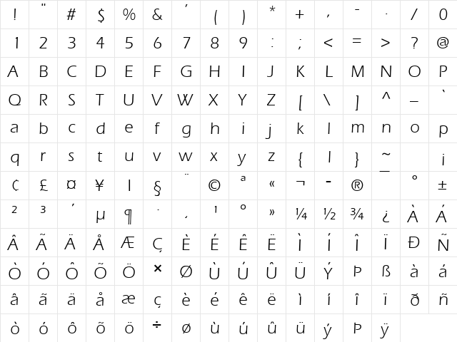 Eric Normal  glyph index