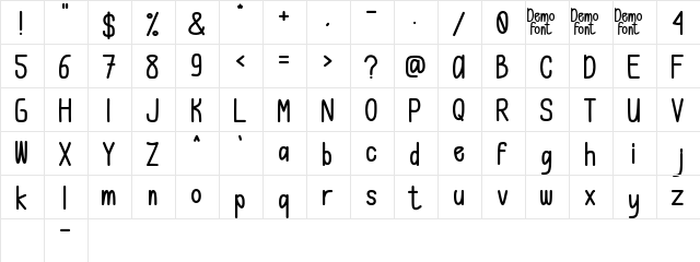 Lemonade Regular Regular  glyph index