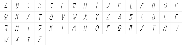HystericCaps Oblique  glyph index