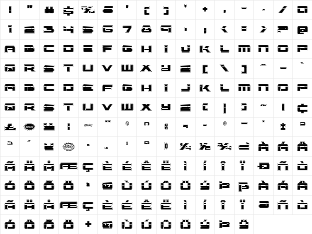 Vorpal Academy Regular  glyph index