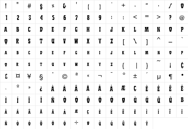Harem Normal  glyph index