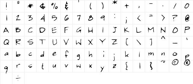 PenPalOne5 Regular  glyph index