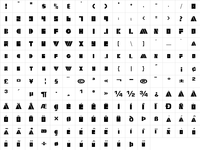 RialtoSCapsSSK Bold  glyph index