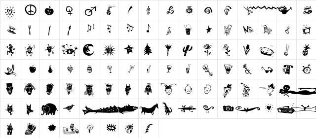 KlunderScript Kreatures  glyph index