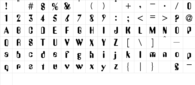 Computadora Regular  glyph index