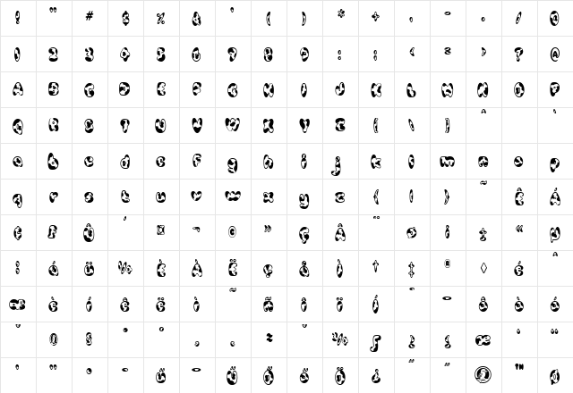 Cowpoke Regular  glyph index