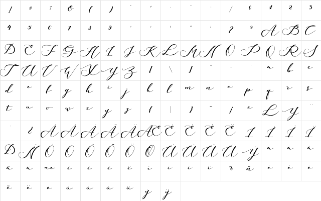 Kachine Regular  glyph index
