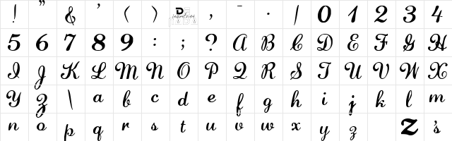 Lauren Script  glyph index