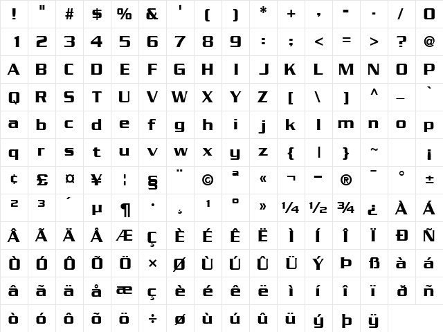 BoostSSK Regular  glyph index