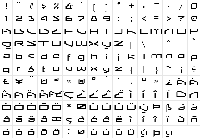 Betaphid Regular  glyph index