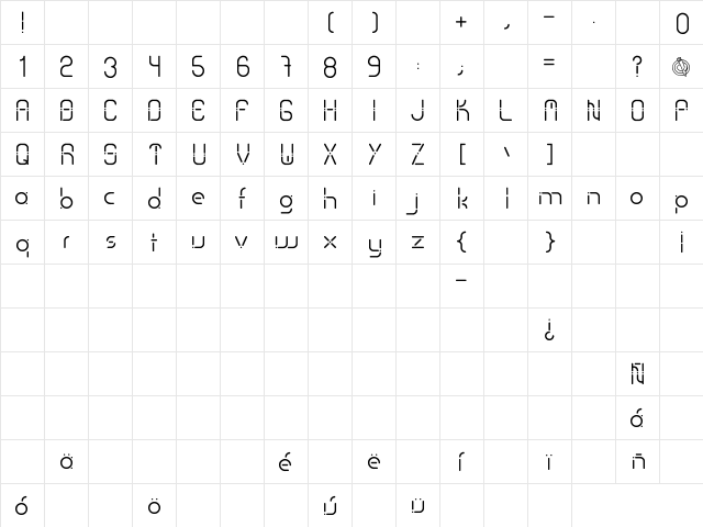 NewWGL4Font Regular  glyph index