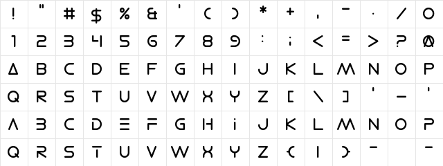 Electro Shackle Regular  glyph index