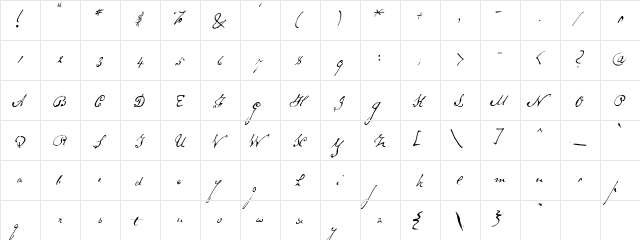 HW, FountPen - Schooner Script Regular  glyph index