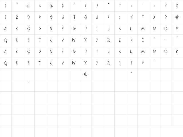 Wyld Savagez PG Regular  glyph index